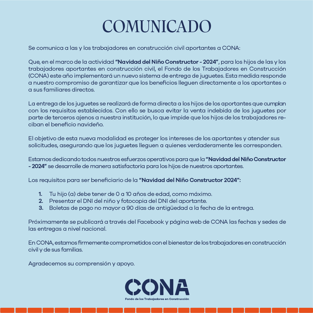 COMUNICADO NAVIDAD DEL NIÑO CONSTRUCTOR