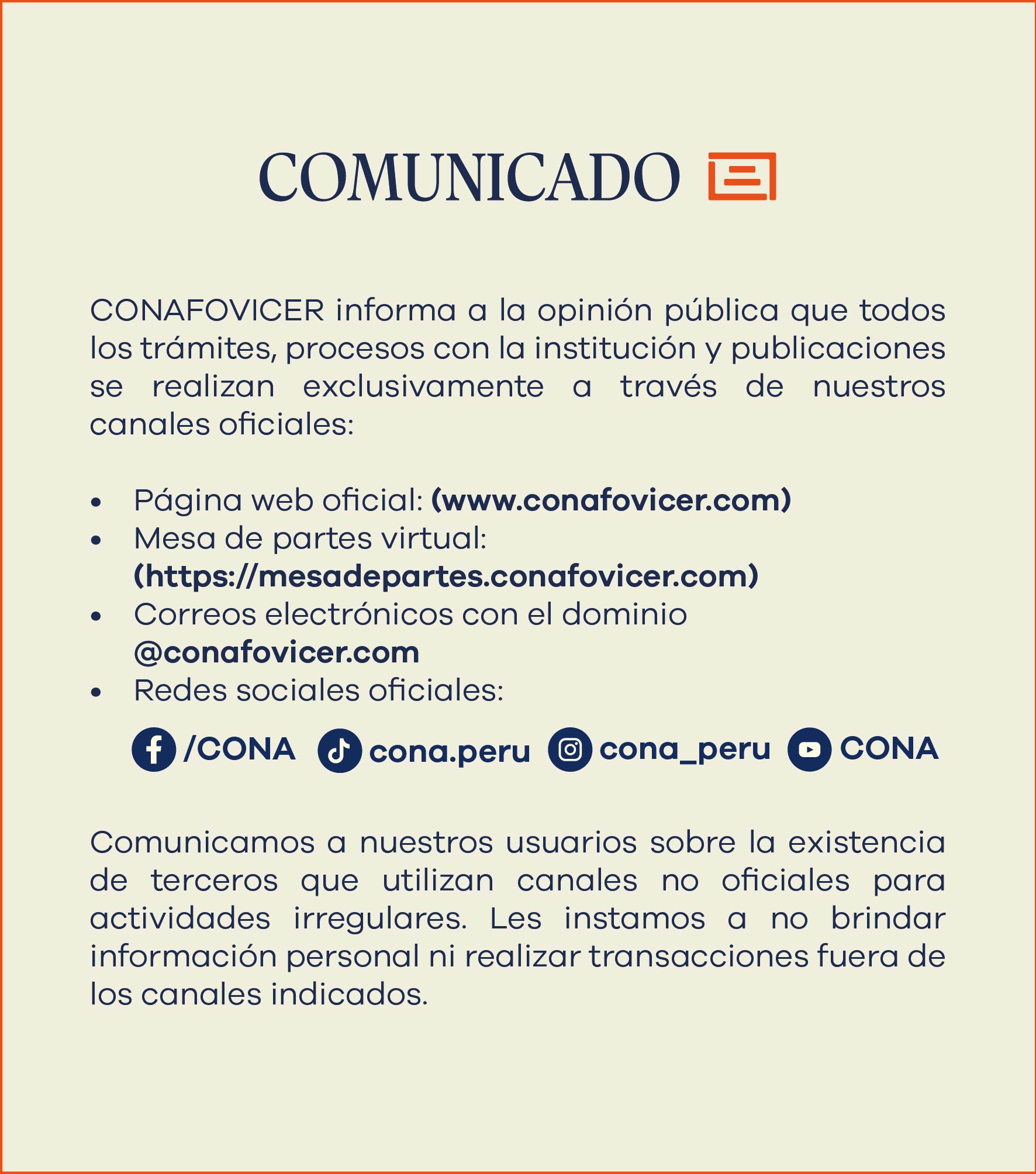 Comunicado Institucional